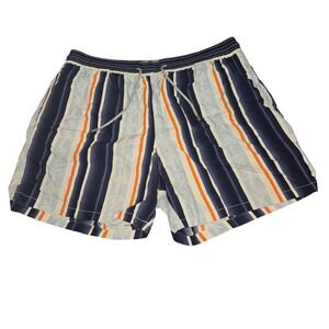 Vilebrequin Mens Striped Turtle Print Swim Trunks Navy Orange XXXL Moorea